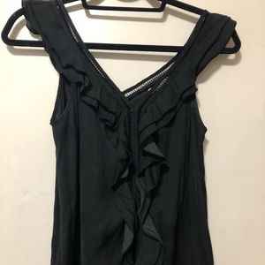 H+M black blouse with ruffles